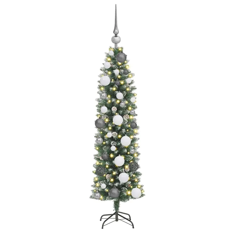 Arbre de Noël artificiel slim avec 150 LED Vert et blanc 120 cm - 3