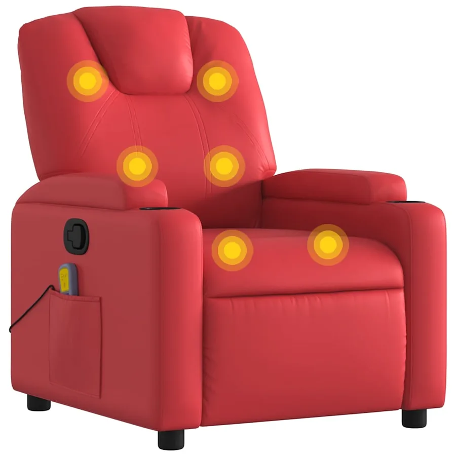 Fauteuil de massage inclinable rouge similicuir - 2