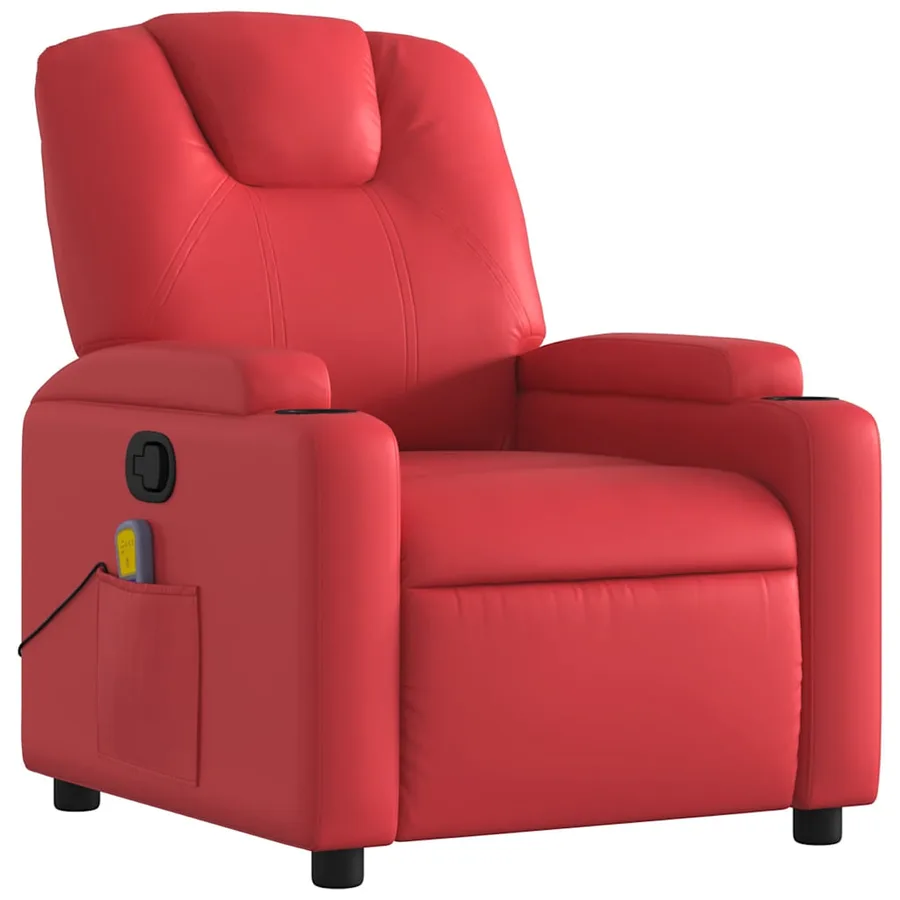 Fauteuil de massage inclinable rouge similicuir - 3