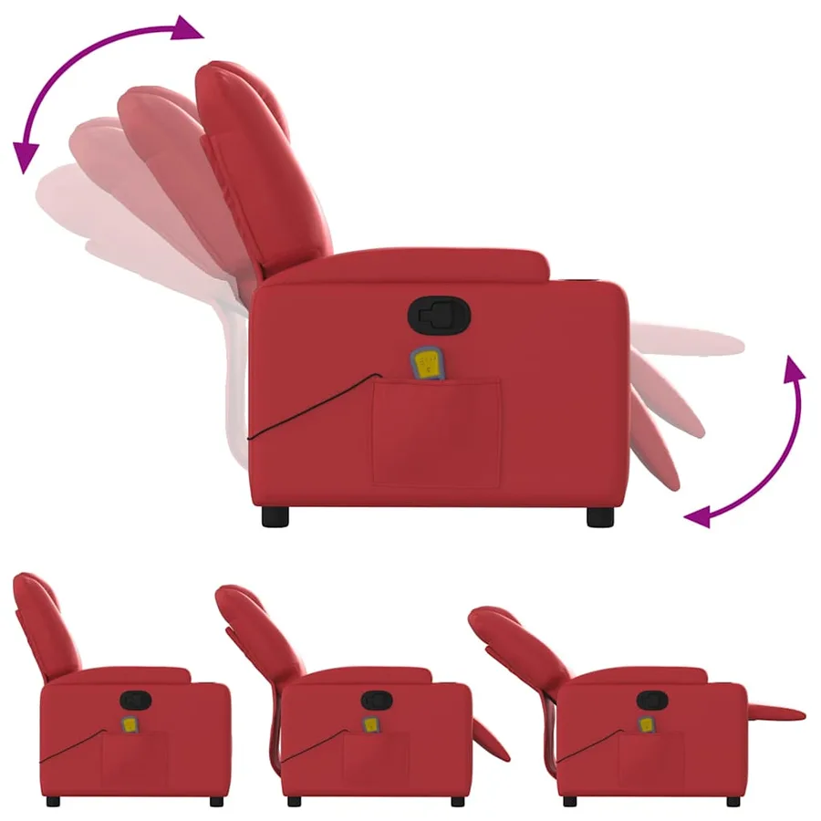 Fauteuil de massage inclinable rouge similicuir - 7