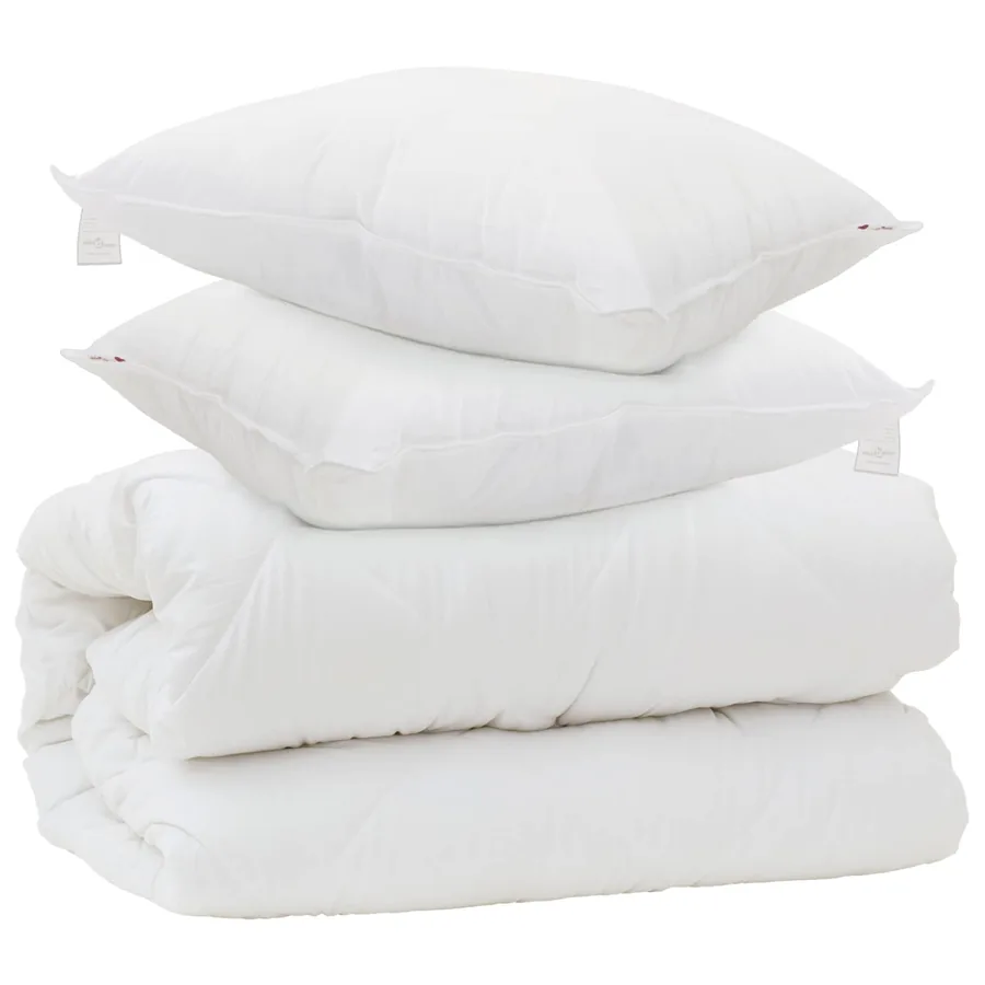 Couette avec Oreillers avec oreiller 3 pcs Blanc Microfibre - 2