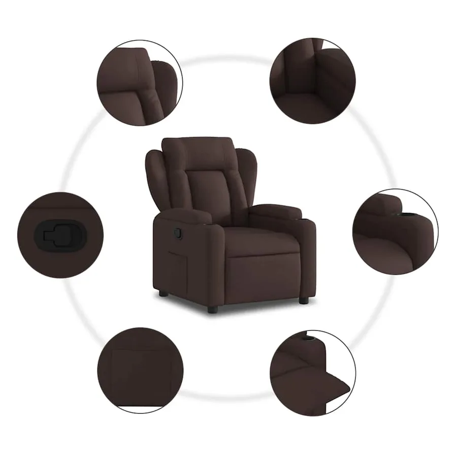 Fauteuil inclinable Marron foncé Tissu - 5