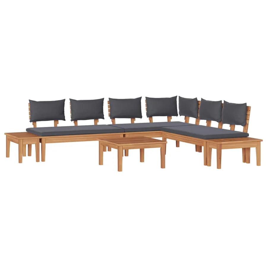 Ensemble de canapé de jardin 3 pcs Marron et gris - 2