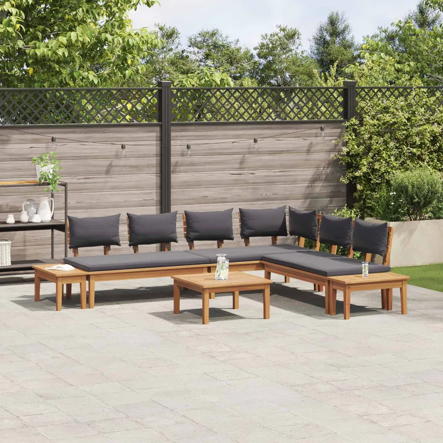 Ensemble de canapé de jardin 3 pcs Marron et gris - 4