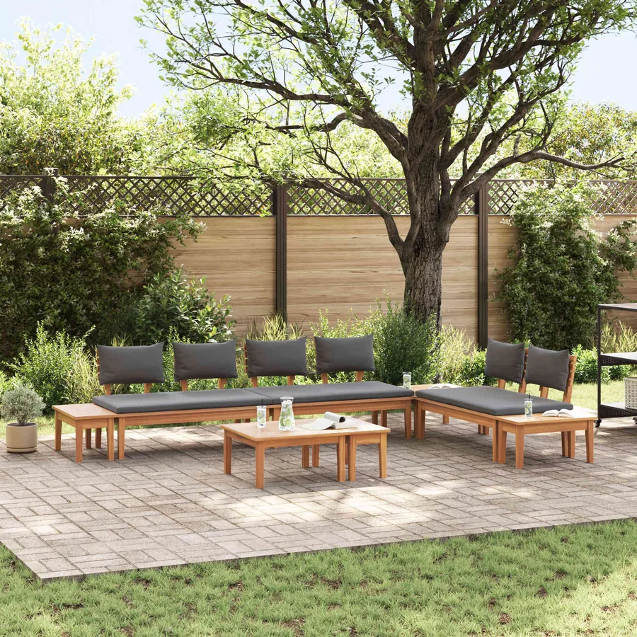 Ensemble de canapé de jardin 5 pcs Marron et gris