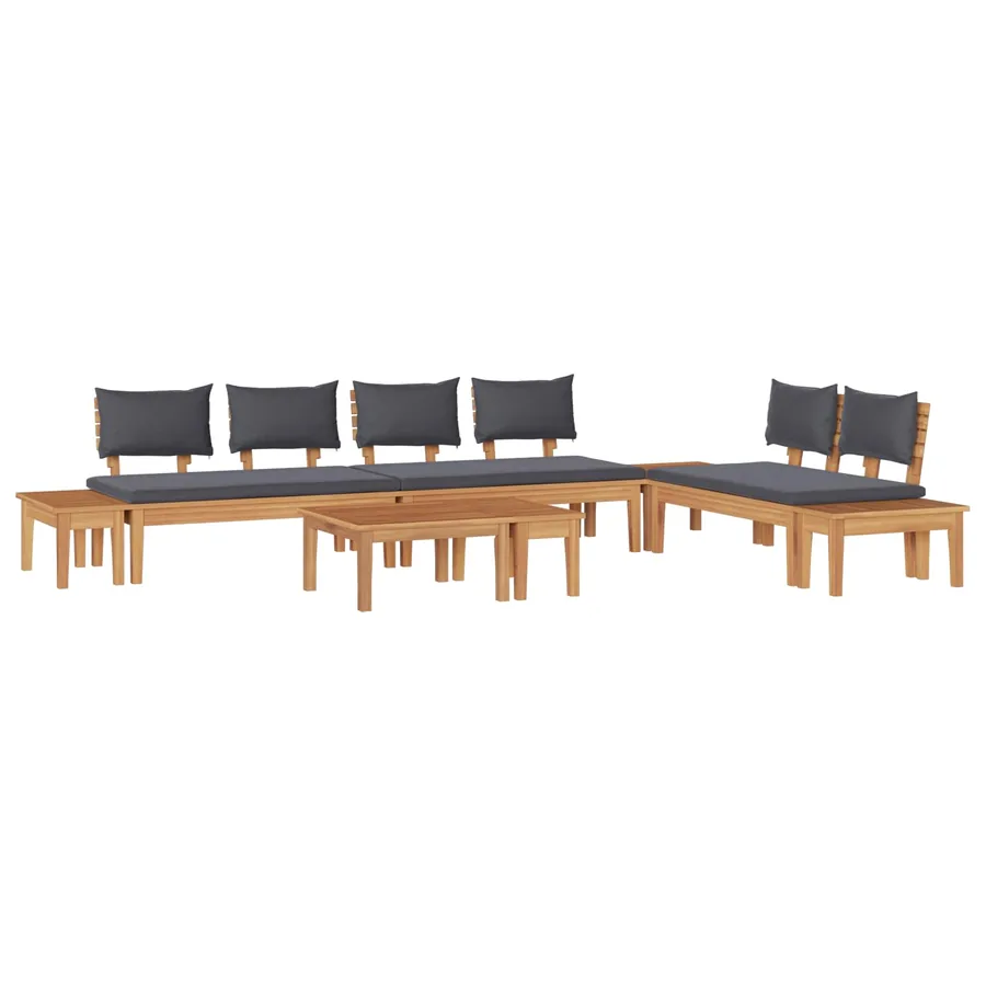Ensemble de canapé de jardin 5 pcs Marron et gris - 2