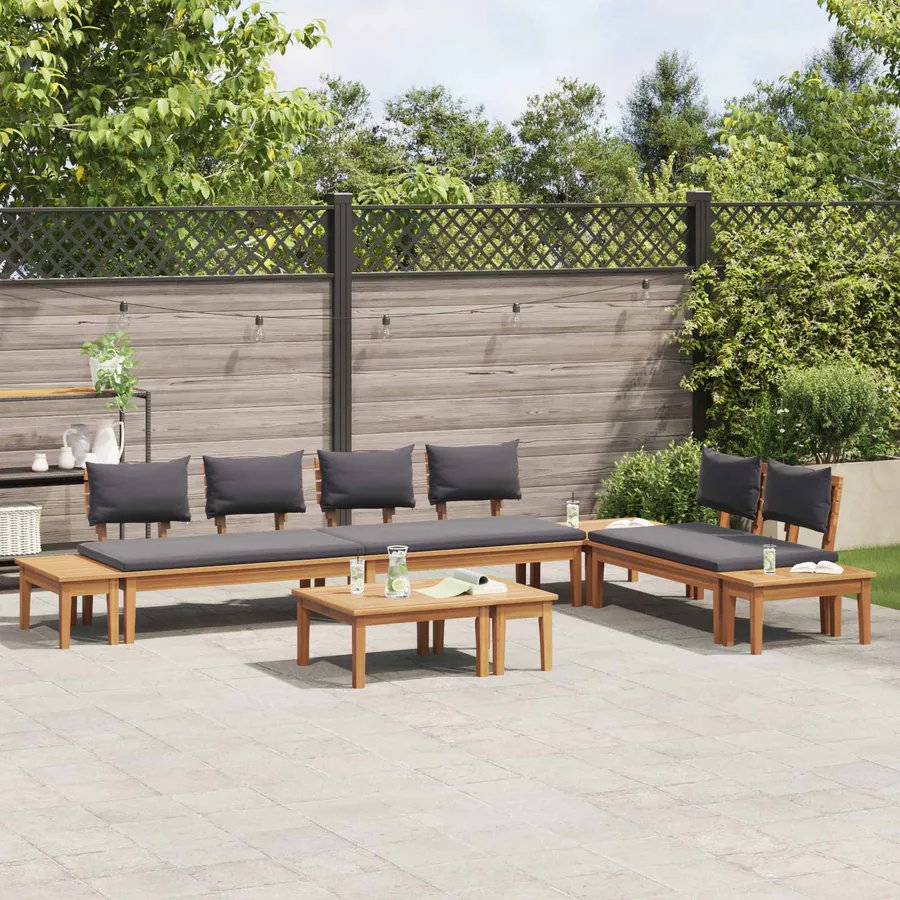 Ensemble de canapé de jardin 5 pcs Marron et gris - 4
