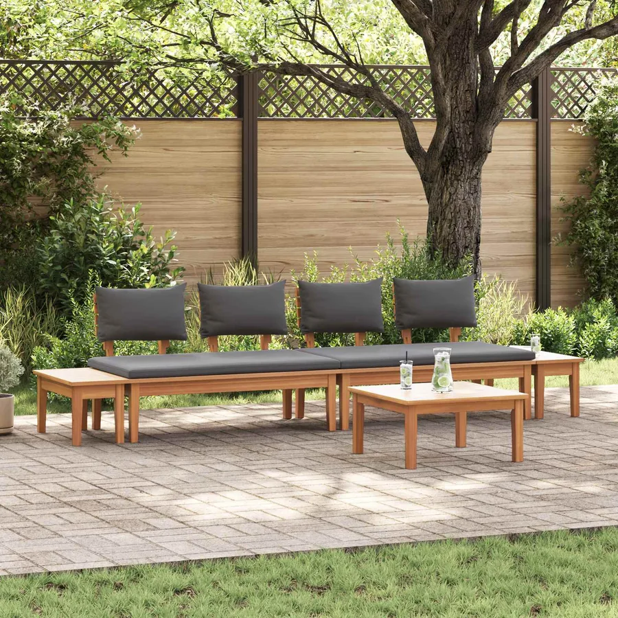 Ensemble de canapé de jardin 5 pcs Marron et gris