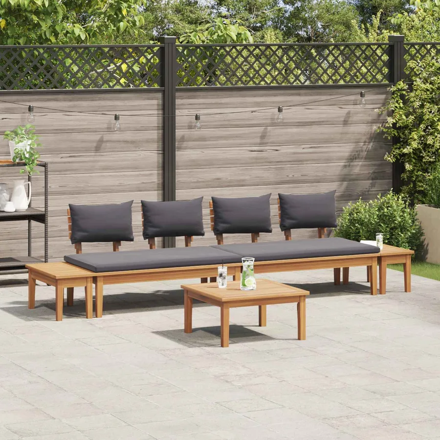 Ensemble de canapé de jardin 5 pcs Marron et gris - 4