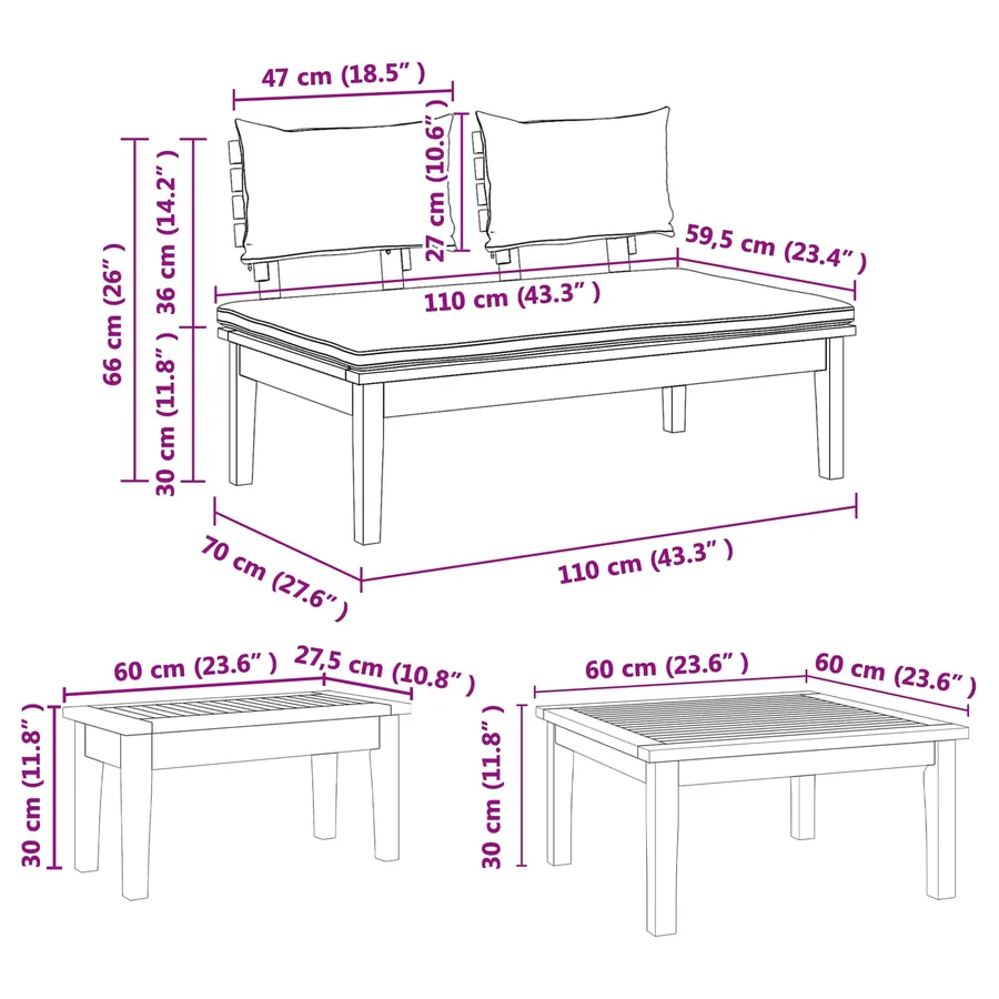 Ensemble de canapé de jardin 5 pcs Marron et gris - 9