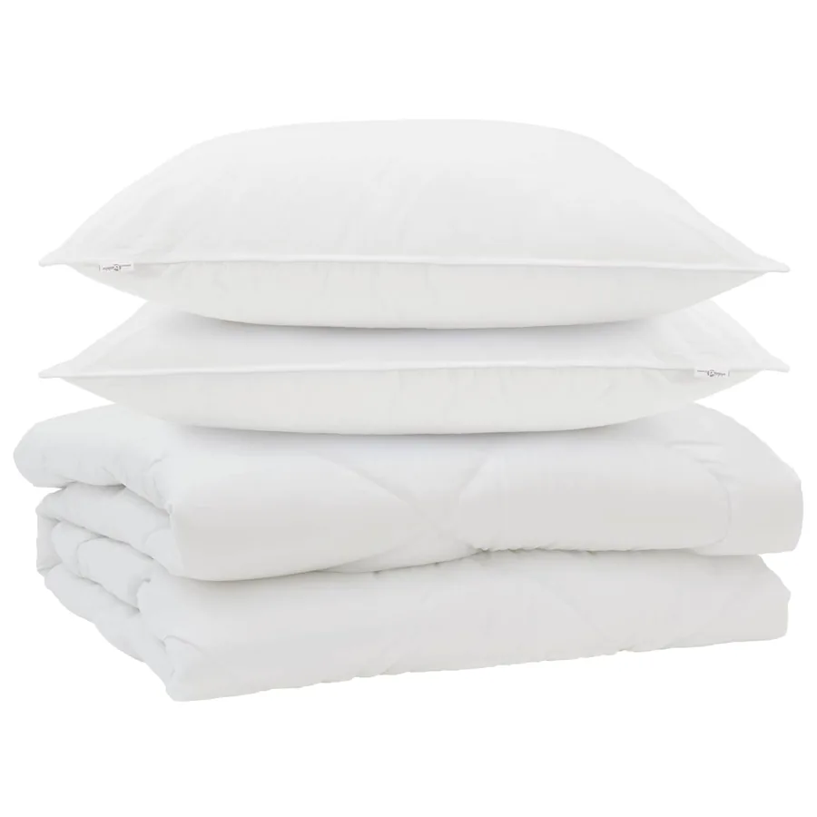Couette avec oreiller 3 pcs Blanc Microfibre - 2
