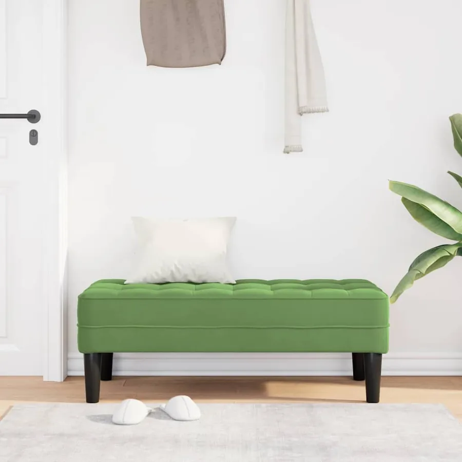 banc avec coussin Vert clair 113 x 57 x 39 cm Velours - 3