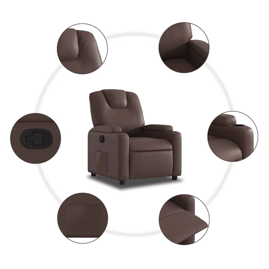 Fauteuil inclinable Marron Similicuir - 7