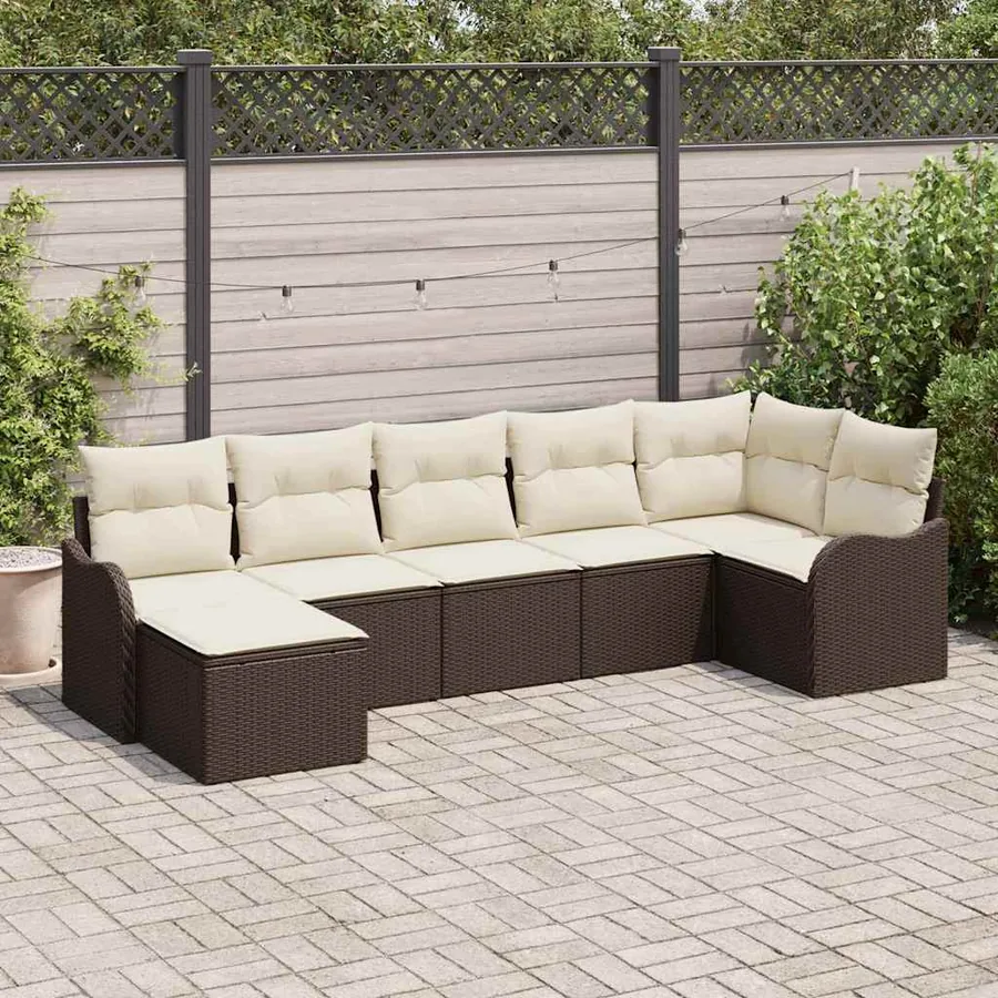 Ensemble de canapé de jardin Marron polyrotin