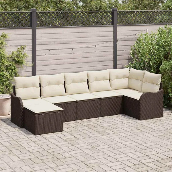 Ensemble de canapé de jardin Marron polyrotin