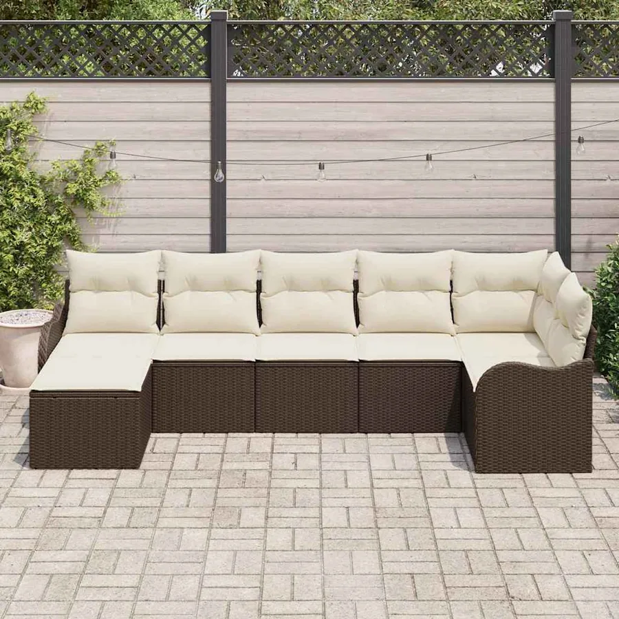 Ensemble de canapé de jardin Marron polyrotin - 3