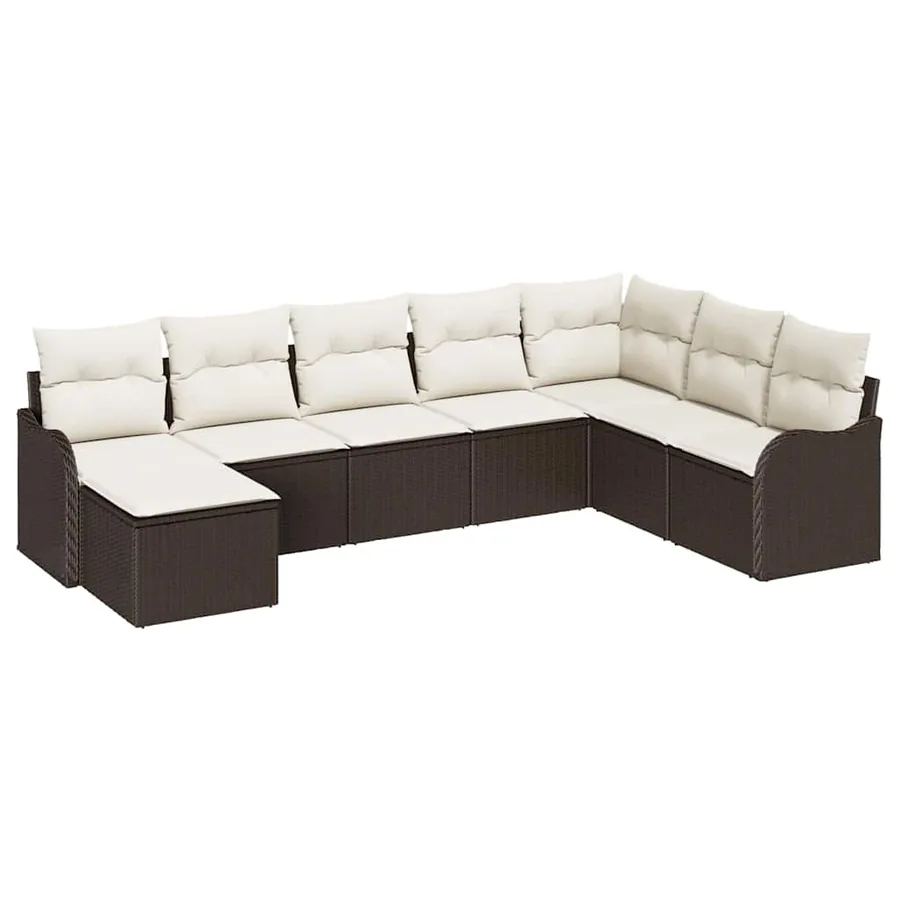 Ensemble de canapé de jardin 8 pcs Marron Poly rotin - 2