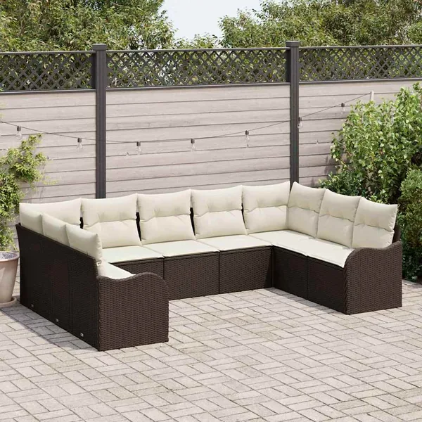 Ensemble de canapé de jardin Marron polyrotin