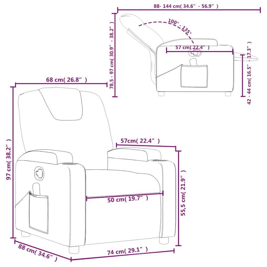 Fauteuil de massage inclinable Marron Similicuir - 13