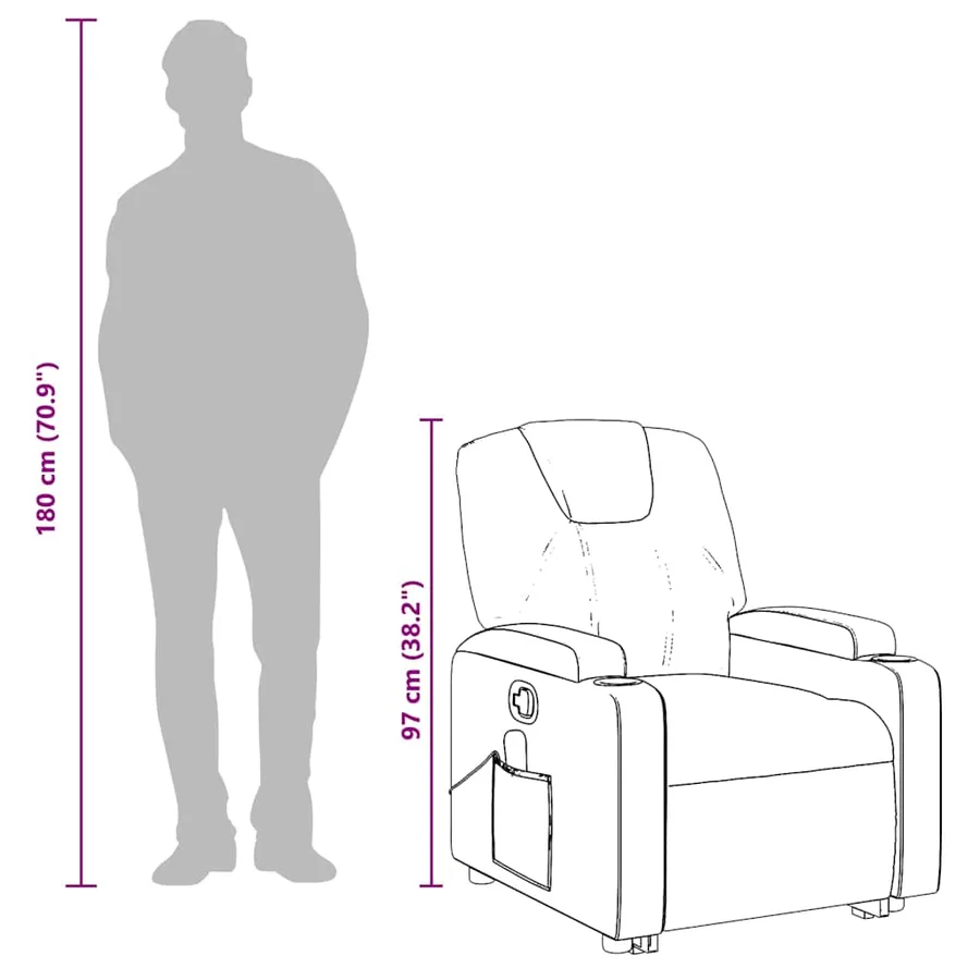 Fauteuil de massage inclinable Marron Similicuir - 14