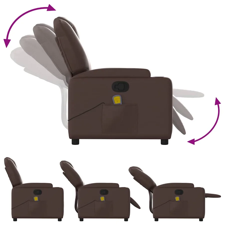 Fauteuil de massage inclinable Marron Similicuir - 7