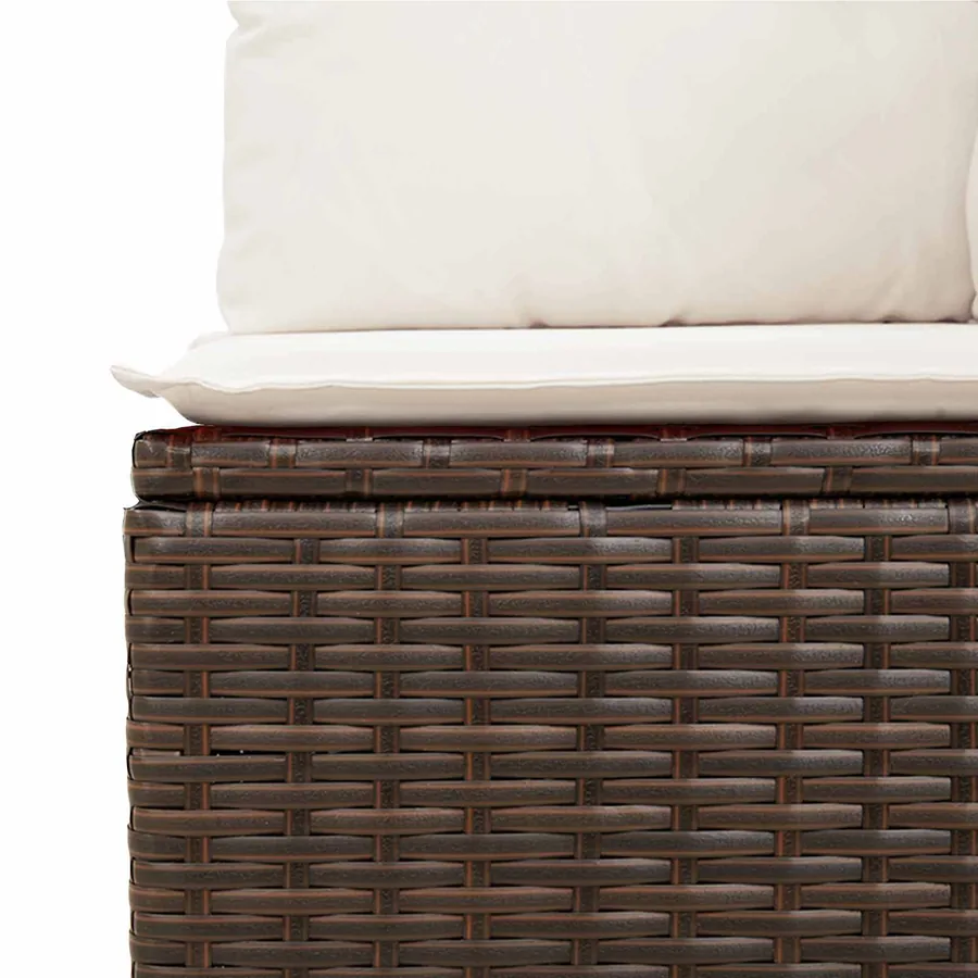 Ensemble de canapé de jardin 6 pcs Marron Poly Rattan - 9