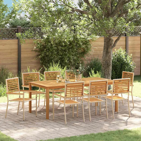 Ensemble de salle à manger pour jardin 9 pcs Beige