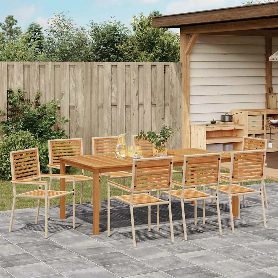 Ensemble de salle à manger pour jardin 9 pcs Beige - 4