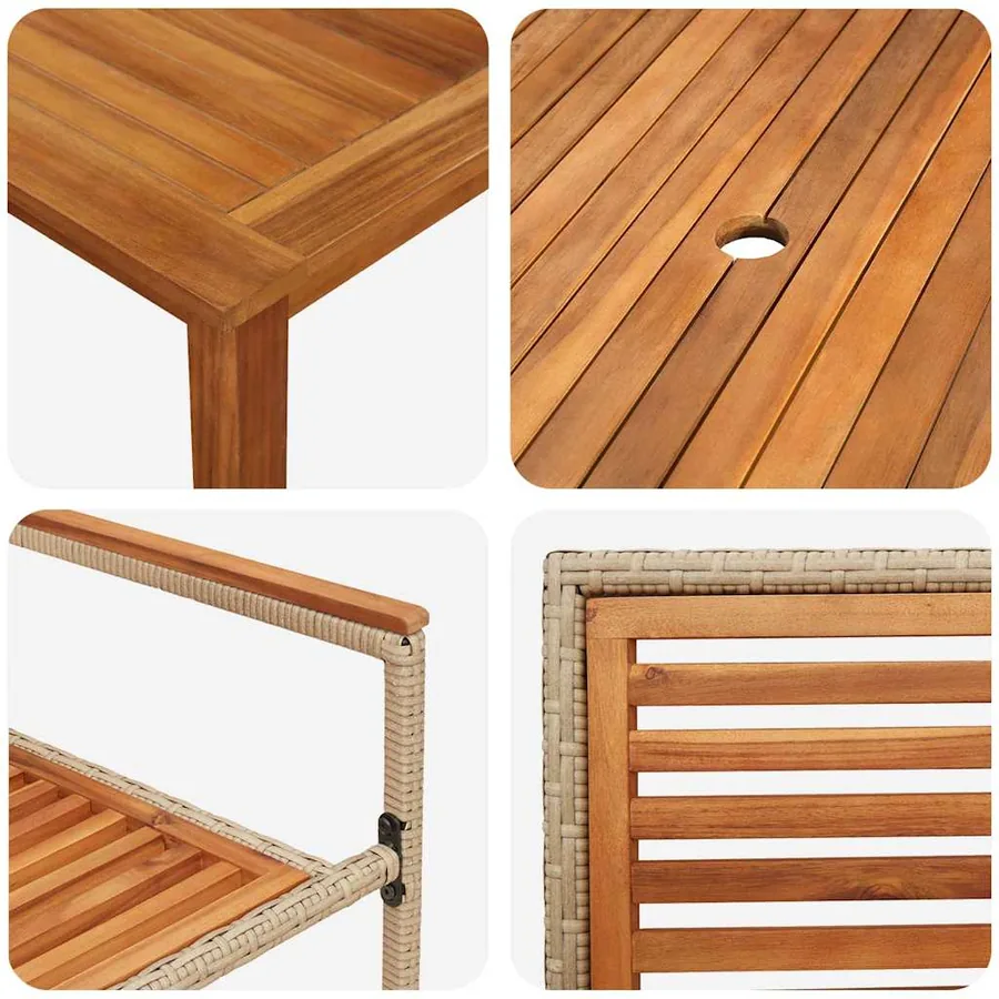 Ensemble de salle à manger pour jardin 9 pcs Beige - 9