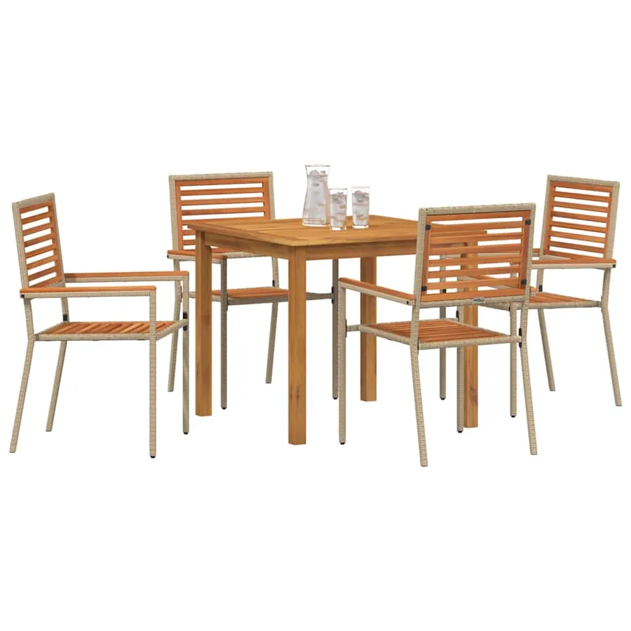 Ensemble de salle à manger pour jardin 5 pcs Beige - 3