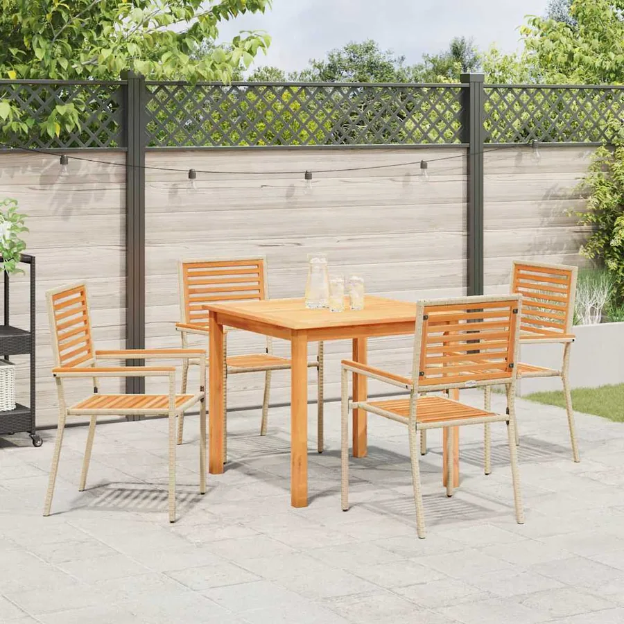 Ensemble de salle à manger pour jardin 5 pcs Beige - 4