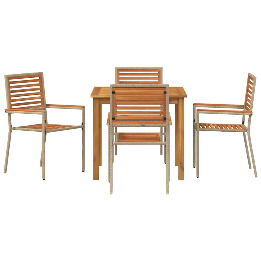 Ensemble de salle à manger pour jardin 5 pcs Beige - 7