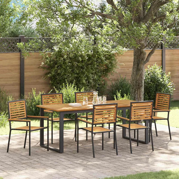 Ensemble de salle à manger pour jardin 7 pcs Noir