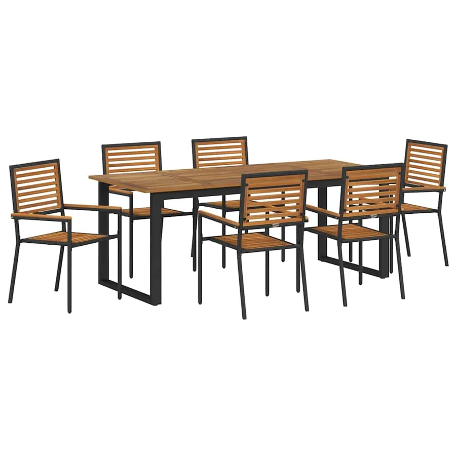 Ensemble de salle à manger pour jardin 7 pcs Noir - 2