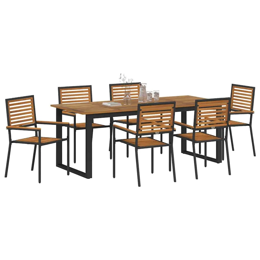 Ensemble de salle à manger pour jardin 7 pcs Noir - 3