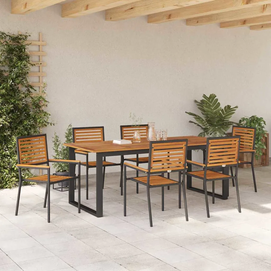 Ensemble de salle à manger pour jardin 7 pcs Noir - 4