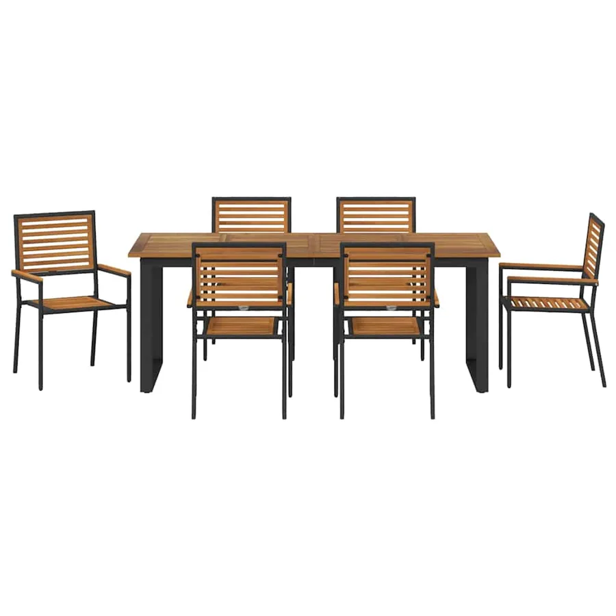 Ensemble de salle à manger pour jardin 7 pcs Noir - 7