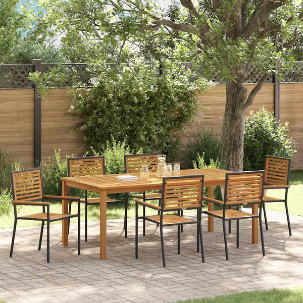 Ensemble de salle à manger pour jardin 7 pcs Noir