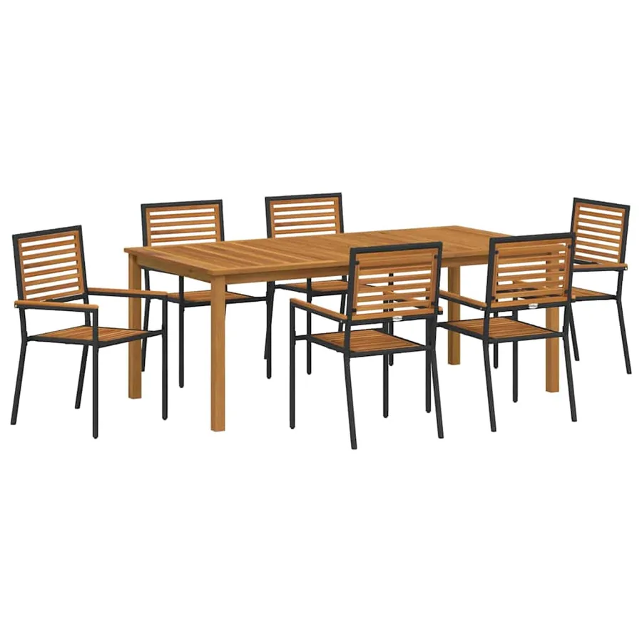 Ensemble de salle à manger pour jardin 7 pcs Noir - 2