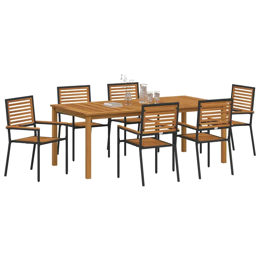 Ensemble de salle à manger pour jardin 7 pcs Noir - 3