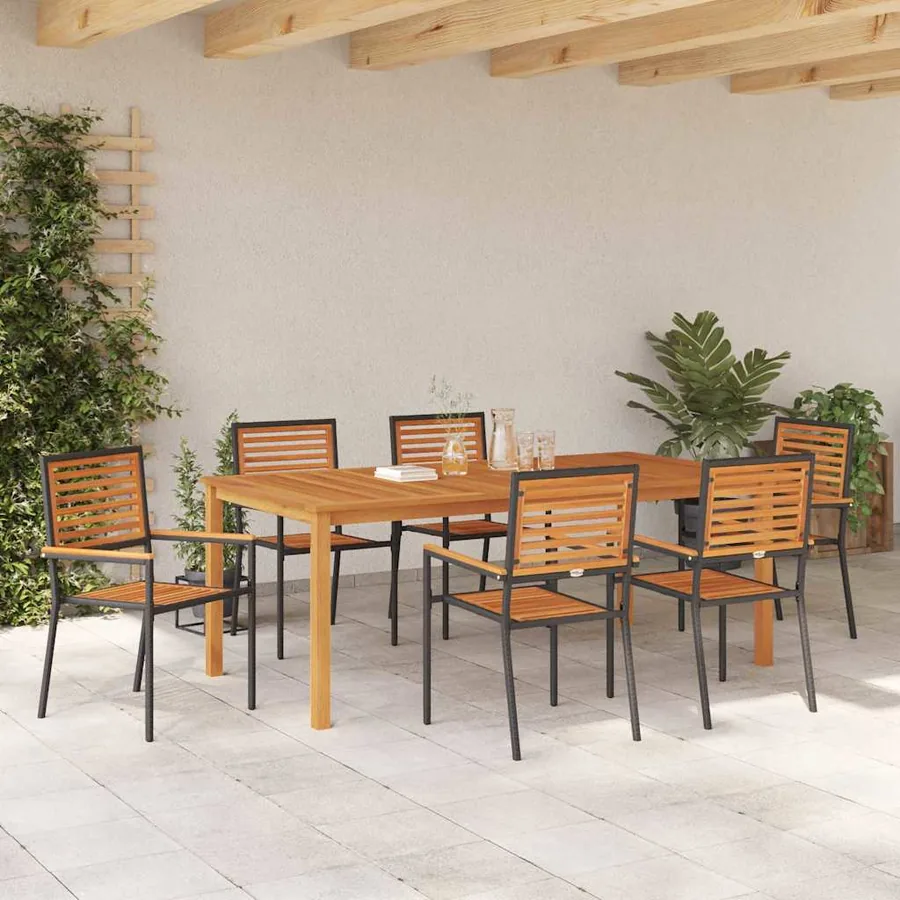 Ensemble de salle à manger pour jardin 7 pcs Noir - 4