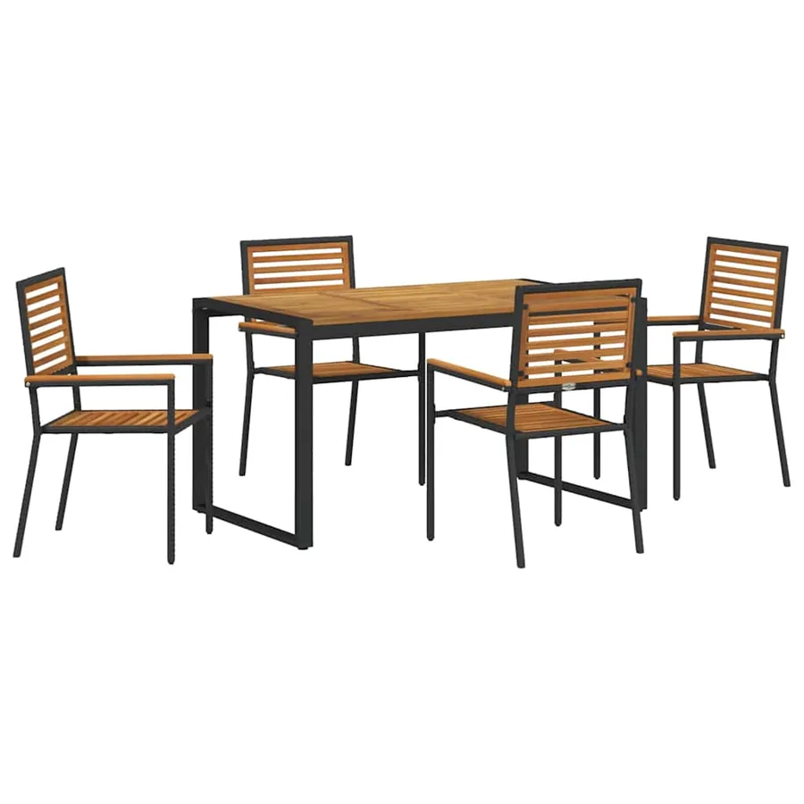 Ensemble de salle à manger pour jardin 5 pcs Noir et Marron - 2