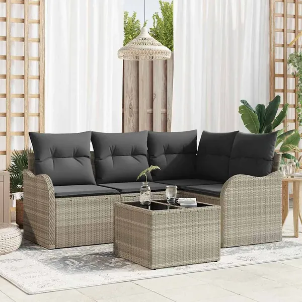 Ensemble de canapé de jardin Gris clair polyrotin