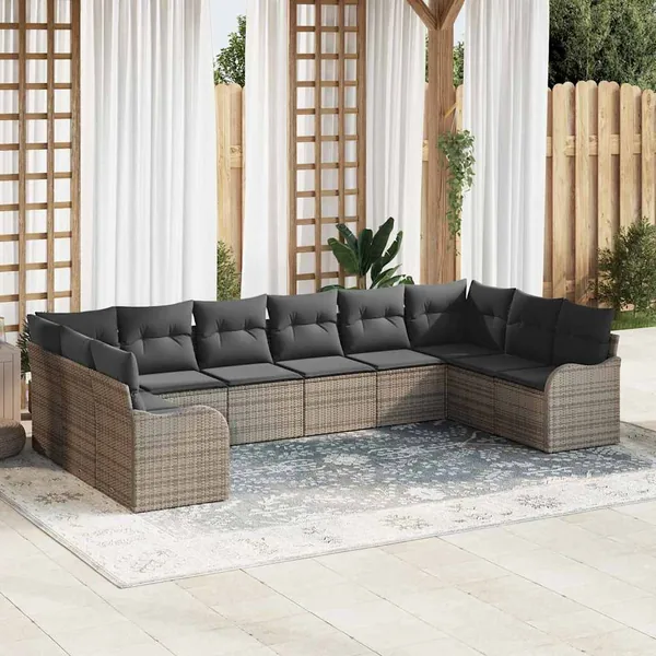 Ensemble de canapé de jardin Gris 344 x 177,5 x 85 cm polyrotin