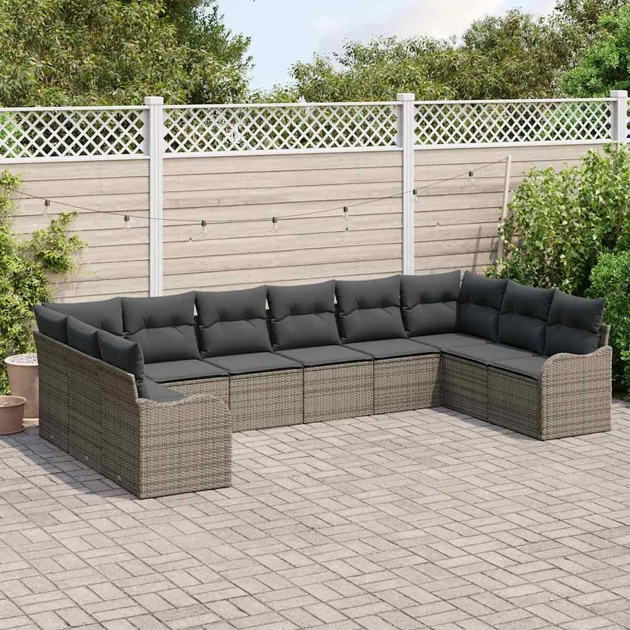 Ensemble de canapé de jardin Gris 344 x 177,5 x 85 cm polyrotin - 3