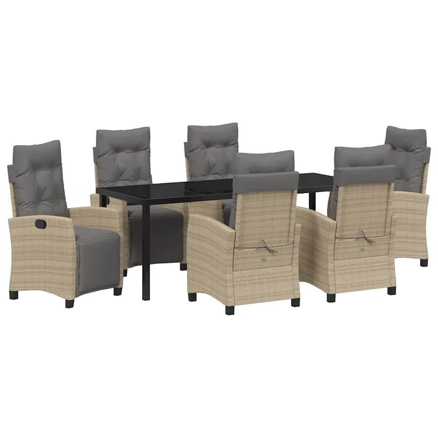 Ensemble de salle à manger pour jardin 7 pcs Beige polyrotin - 2