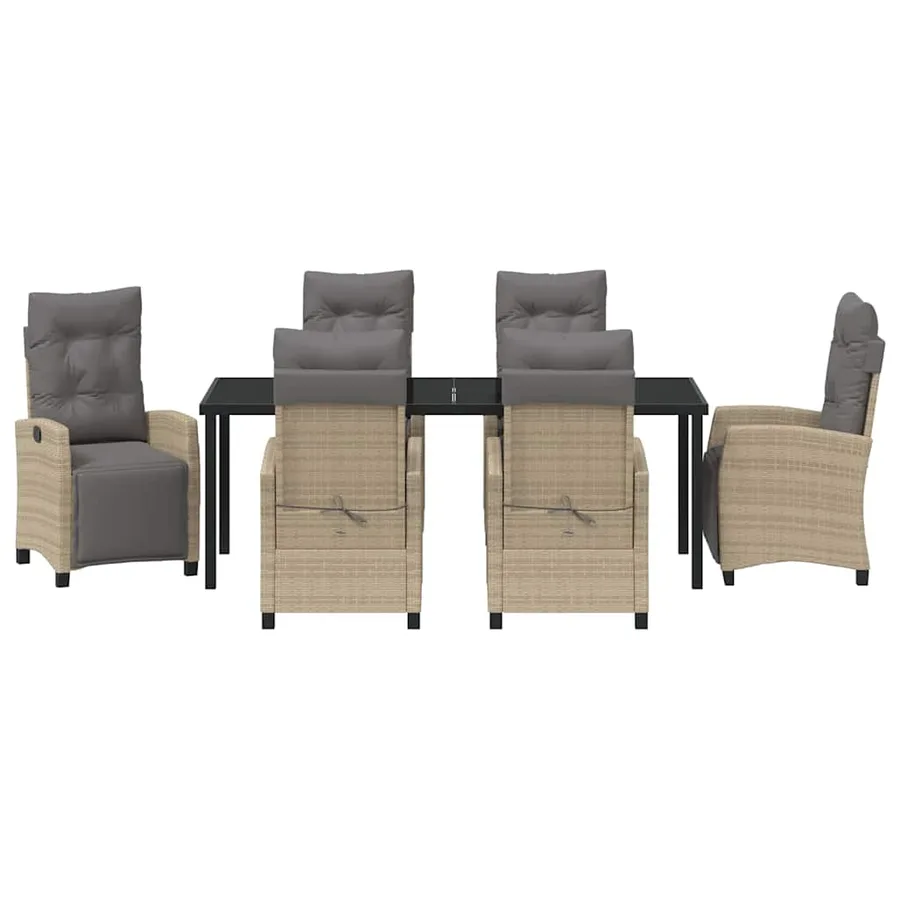 Ensemble de salle à manger pour jardin 7 pcs Beige polyrotin - 7