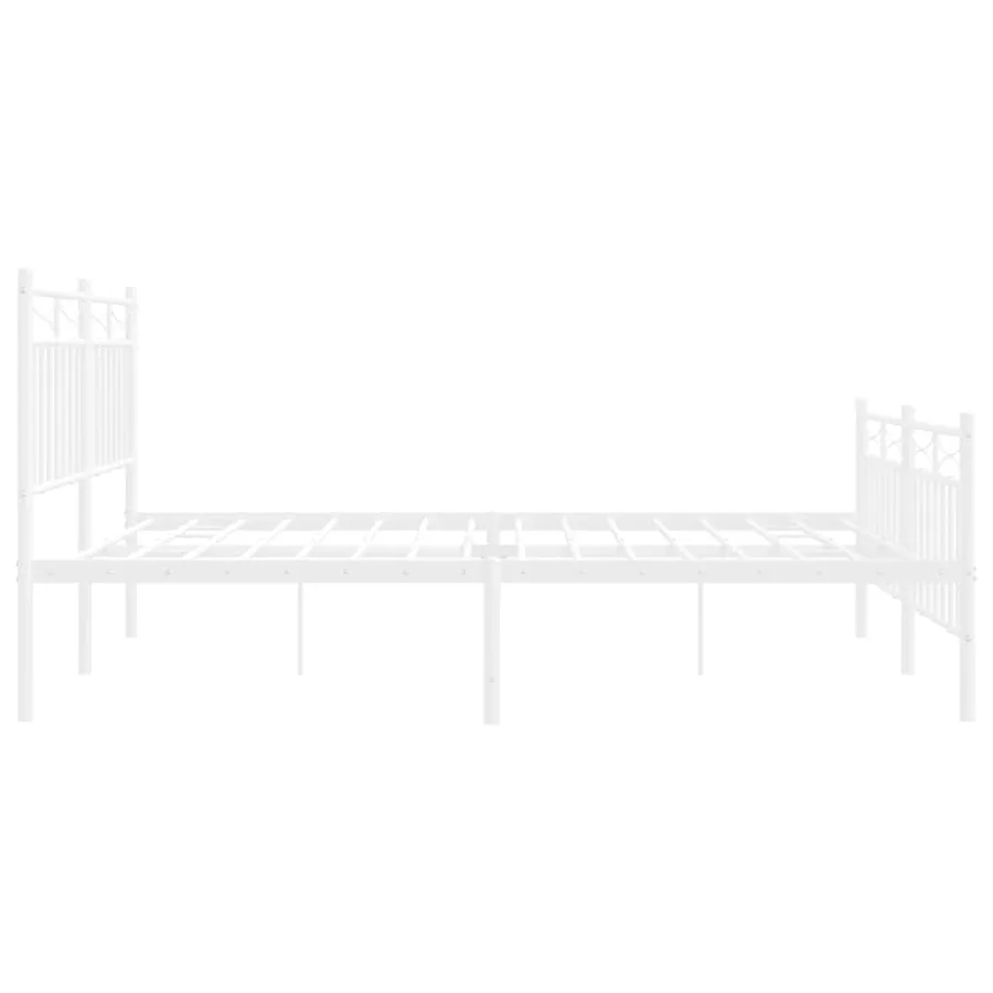 Cadre de lit métal sans matelas et pied de lit blanc 135x190 cm - 7