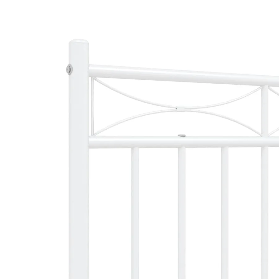 Cadre de lit métal sans matelas et pied de lit blanc 135x190 cm - 9