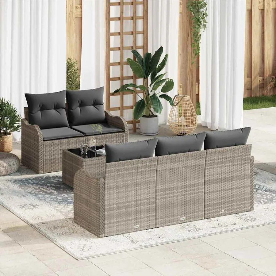 Ensemble de canapé de jardin Gris clair polyrotin